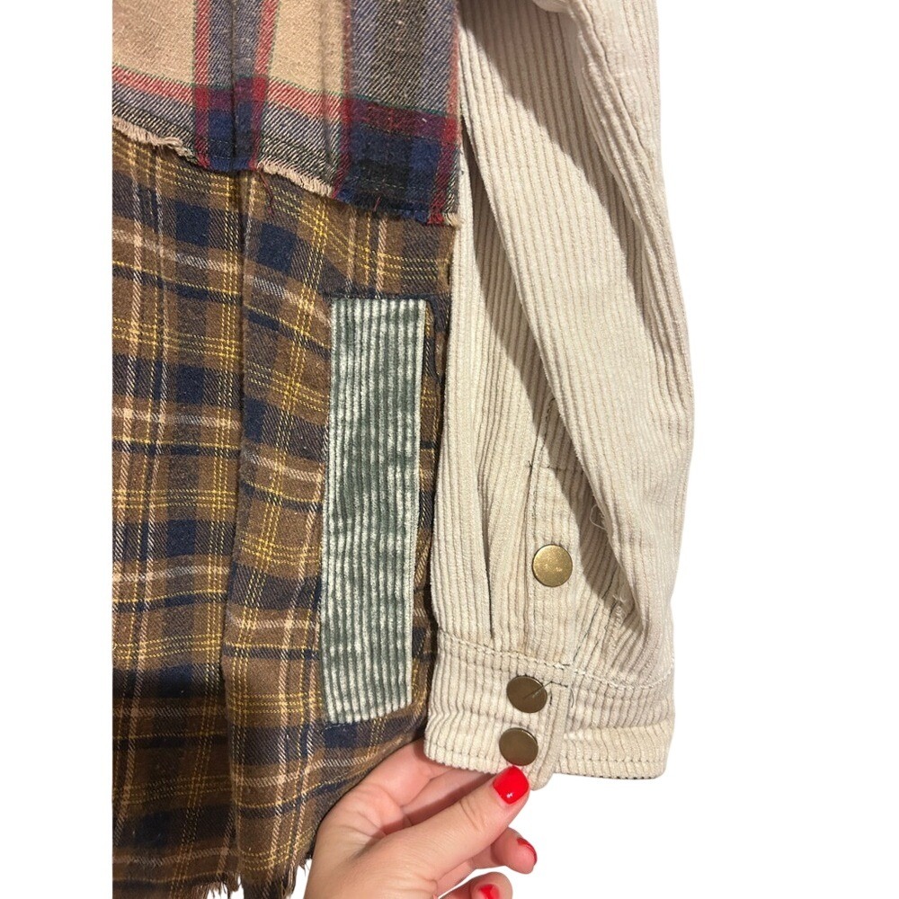 Gimmicks Pieced Corduroy Patchwork Jacket Shacket… - image 3